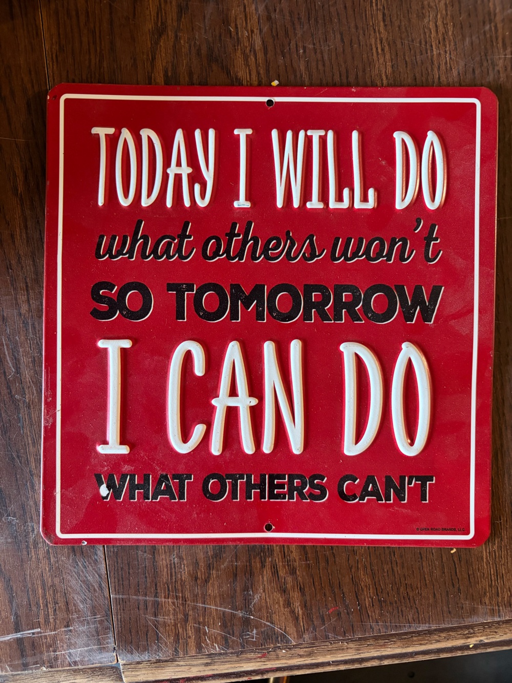 Inspirational Red Wall Sign "I Can Do"